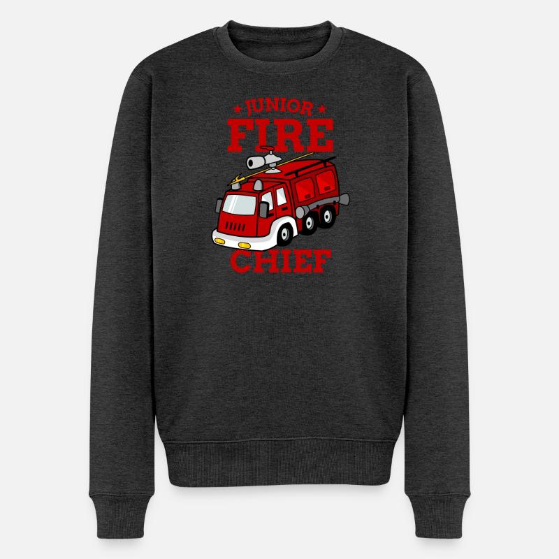 Junior Fire Chief Feuerwehr Kinder Geschenk - Männer Premium Bio Pullover - Anthrazit meliert