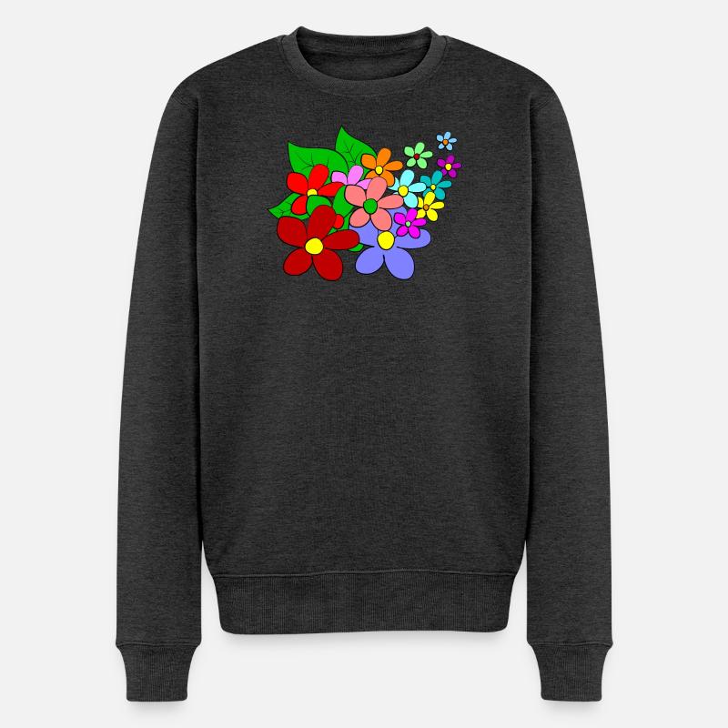 Blumen - Männer Premium Bio Pullover - Anthrazit meliert