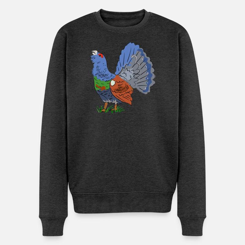 Fabelhafter Auerhahn in Farbenpracht - Männer Premium Bio Pullover - Anthrazit meliert