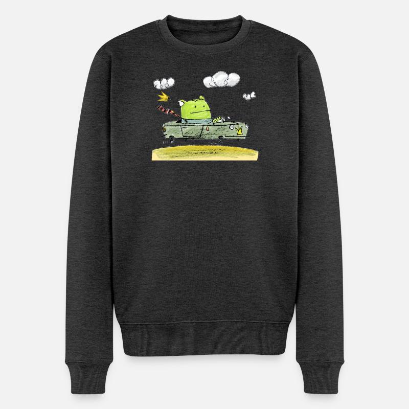 Froschkönig Cabrio Fantasie - Männer Premium Bio Pullover - Anthrazit meliert