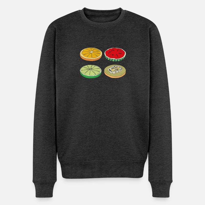 fruits tranches d’été savoureux plaisir cadeau - Pull Premium bio Homme - anthracite chiné