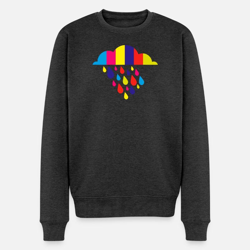 bunt herbst regen - Männer Premium Bio Pullover - Anthrazit meliert