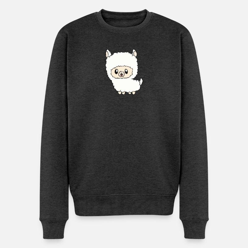 Lama - Männer Premium Bio Pullover - Anthrazit meliert