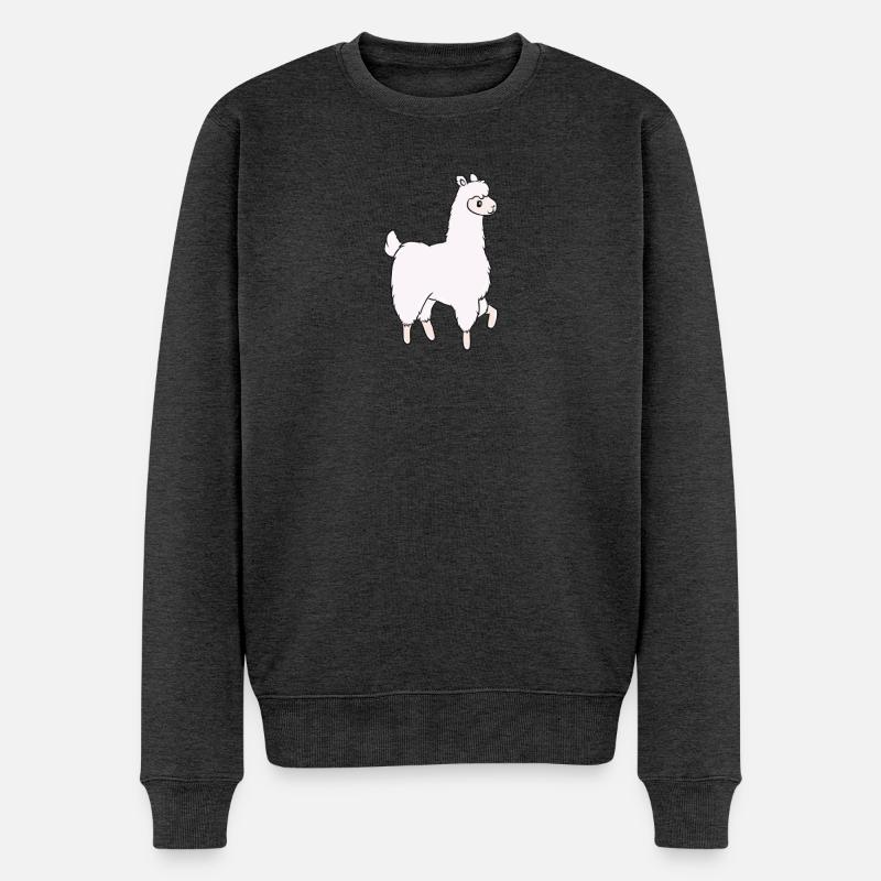 Lama - Männer Premium Bio Pullover - Anthrazit meliert