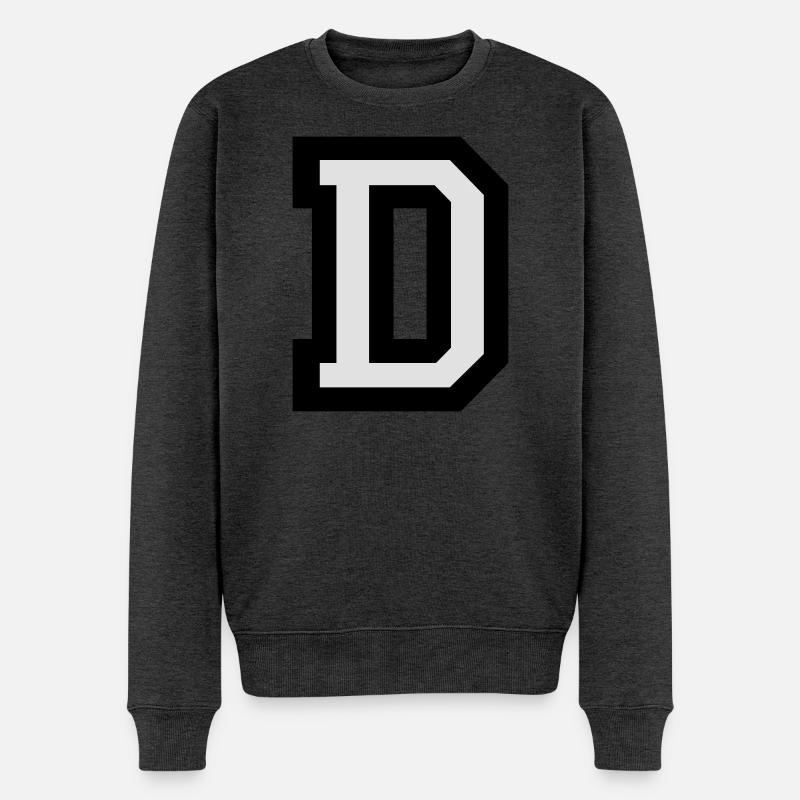Buchstabe D - Männer Premium Bio Pullover - Anthrazit meliert