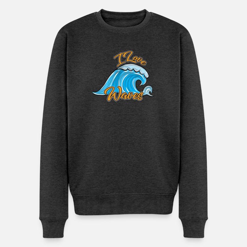 Wellenreiten Surfen - Männer Premium Bio Pullover - Anthrazit meliert
