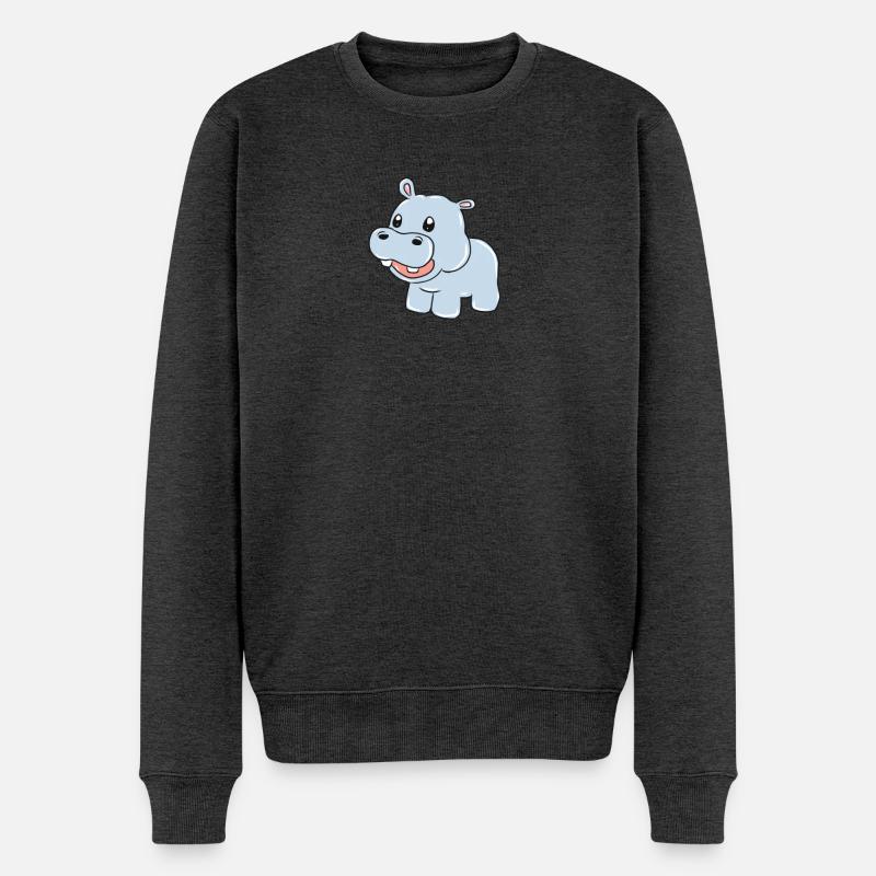 Nilpferd - Männer Premium Bio Pullover - Anthrazit meliert