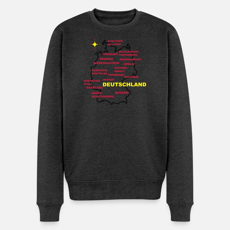 deutschland land karte - Männer Premium Bio Pullover - Anthrazit meliert