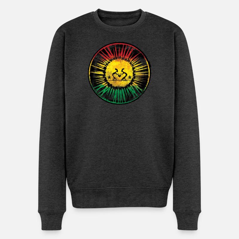 Rastafari Herz und Sonne Design - Männer Premium Bio Pullover - Anthrazit meliert