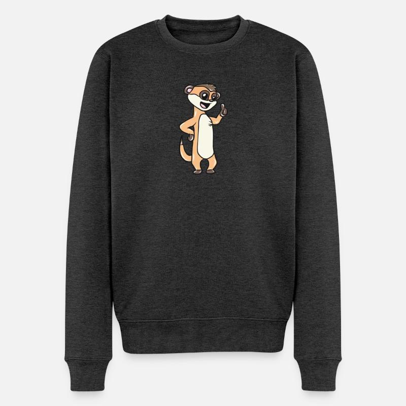Tier Erdmännchen - Männer Premium Bio Pullover - Anthrazit meliert