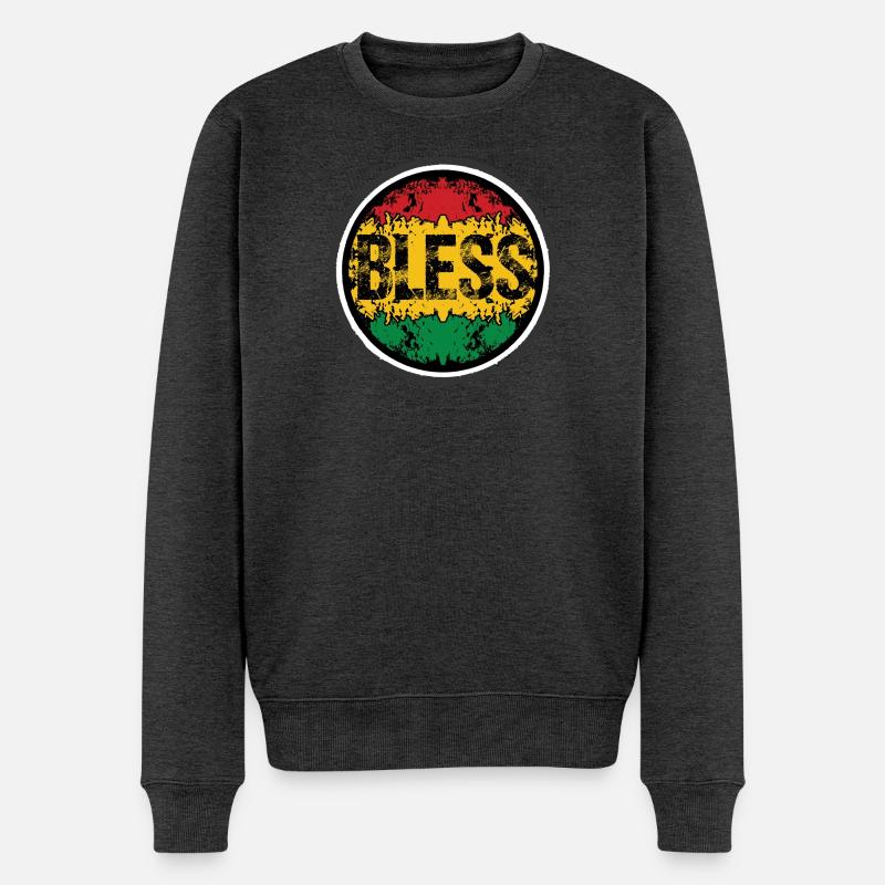 Rastafarian Blumen Muster - Männer Premium Bio Pullover - Anthrazit meliert