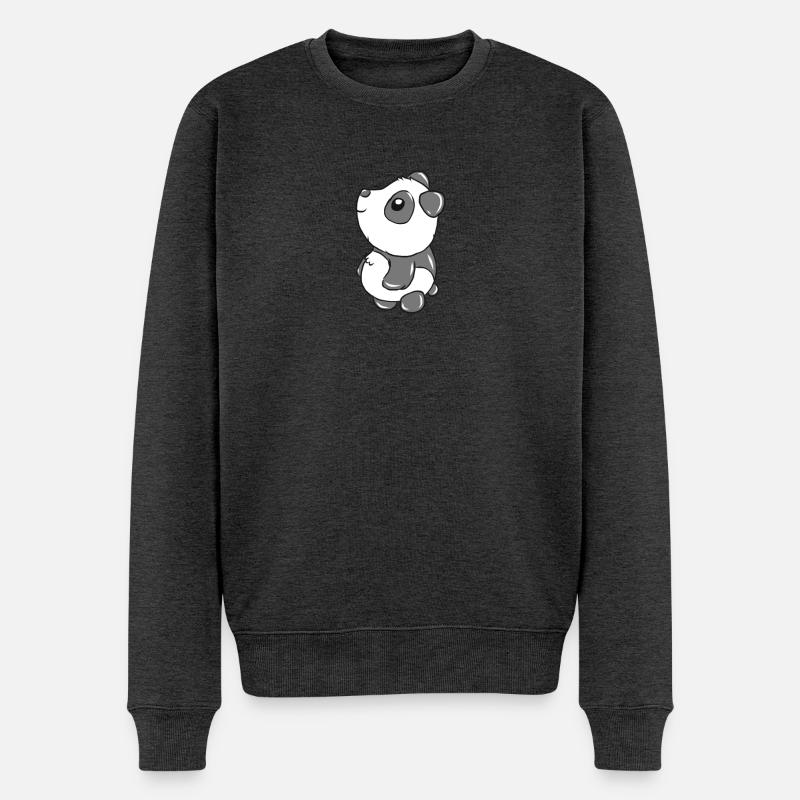 Panda - Männer Premium Bio Pullover - Anthrazit meliert