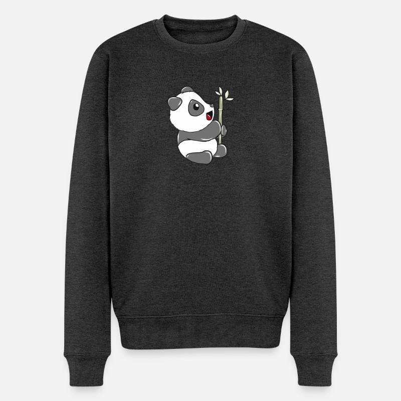 Panda - Männer Premium Bio Pullover - Anthrazit meliert