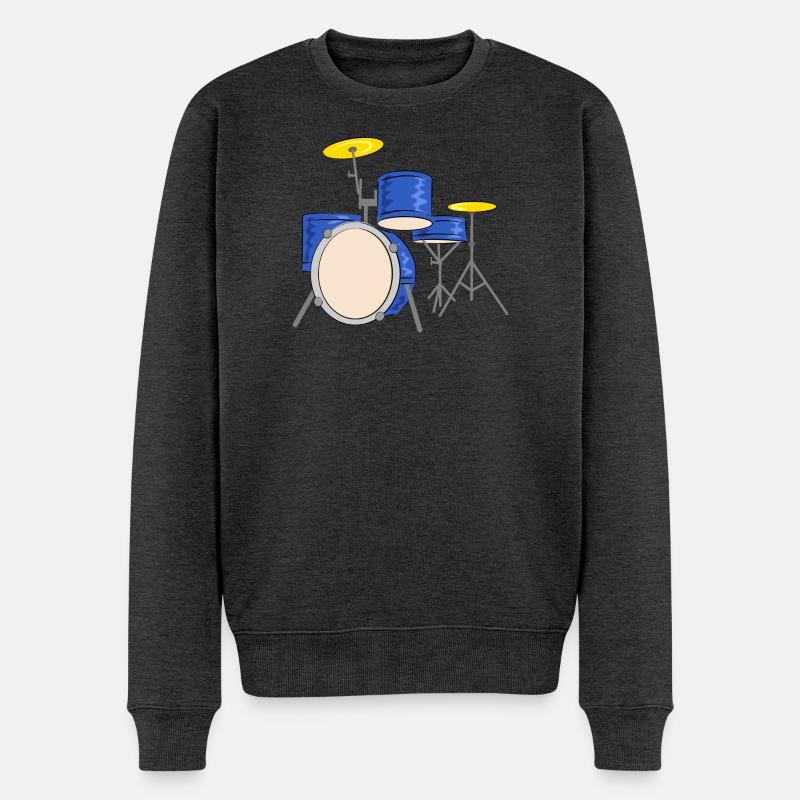 schlagzeug drummer musiker - Männer Premium Bio Pullover - Anthrazit meliert