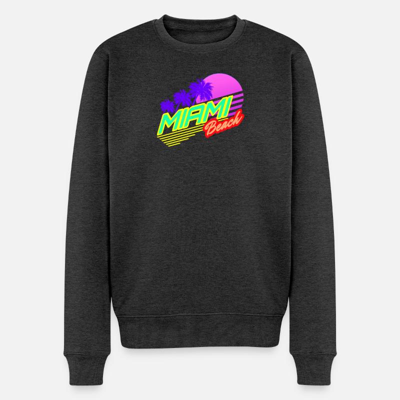 Miami Beach Sunset - Männer Premium Bio Pullover - Anthrazit meliert