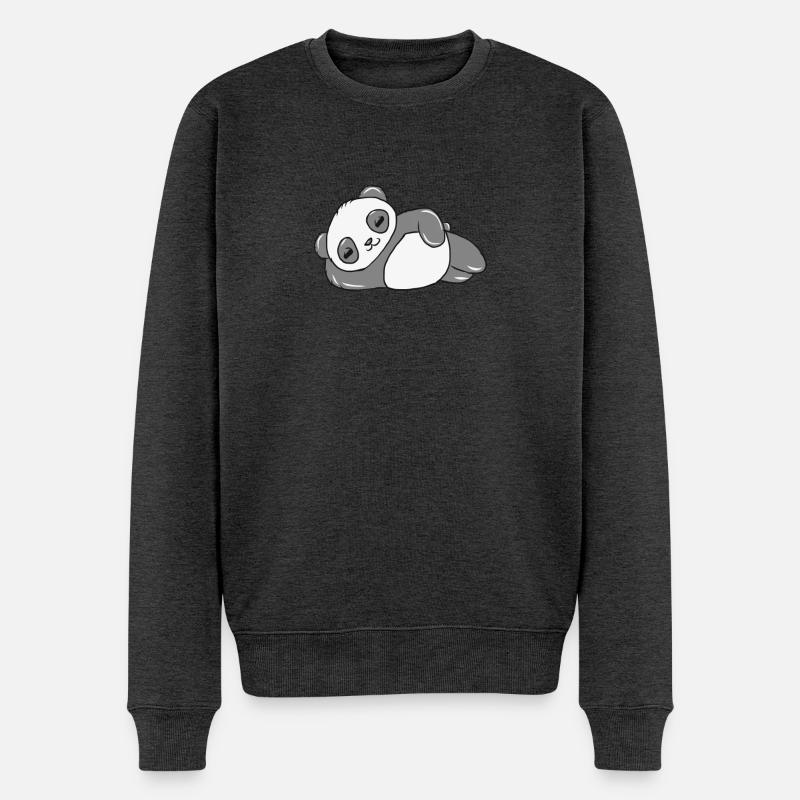 Panda - Männer Premium Bio Pullover - Anthrazit meliert