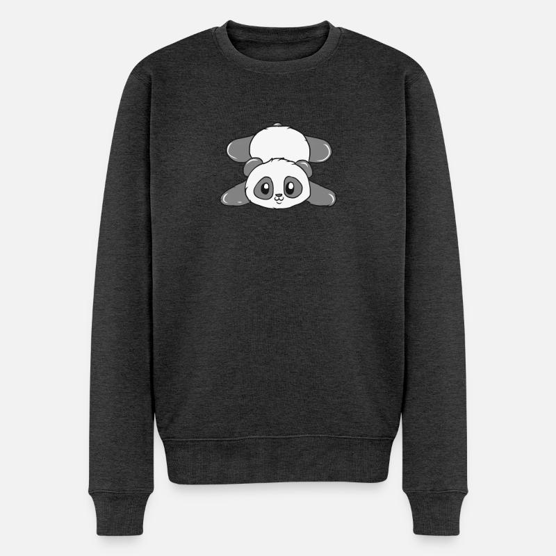 Panda - Männer Premium Bio Pullover - Anthrazit meliert