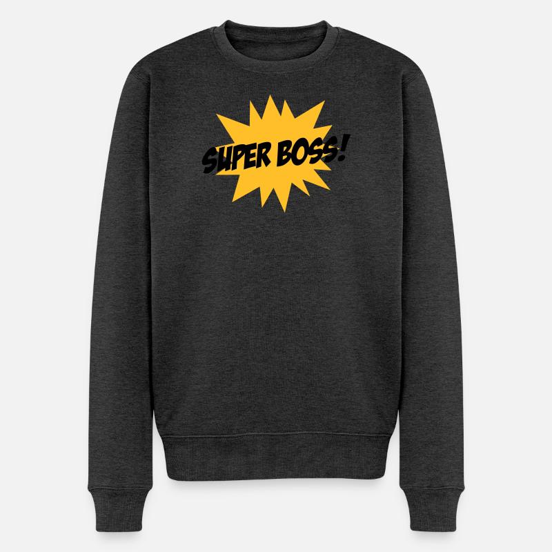 Super Boss ! - Männer Premium Bio Pullover - Anthrazit meliert