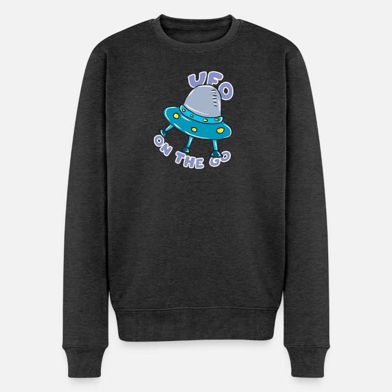 Ufo - Männer Premium Bio Pullover - Anthrazit meliert