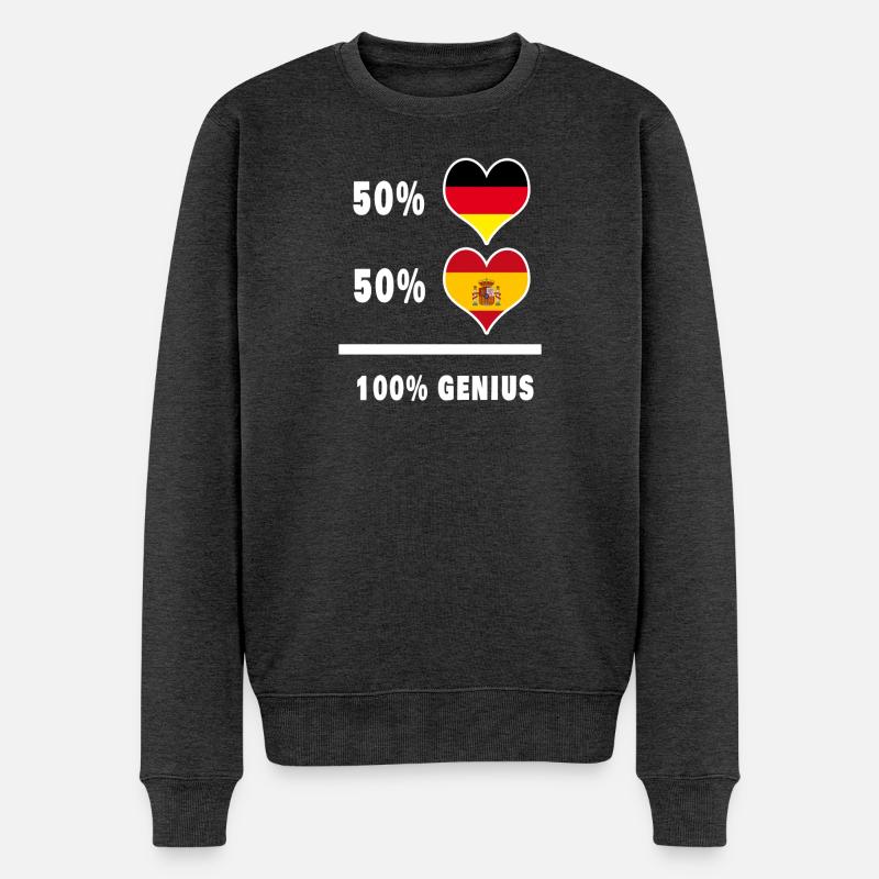 Deutschland und Spanien Genial / Geschenk - Männer Premium Bio Pullover - Anthrazit meliert