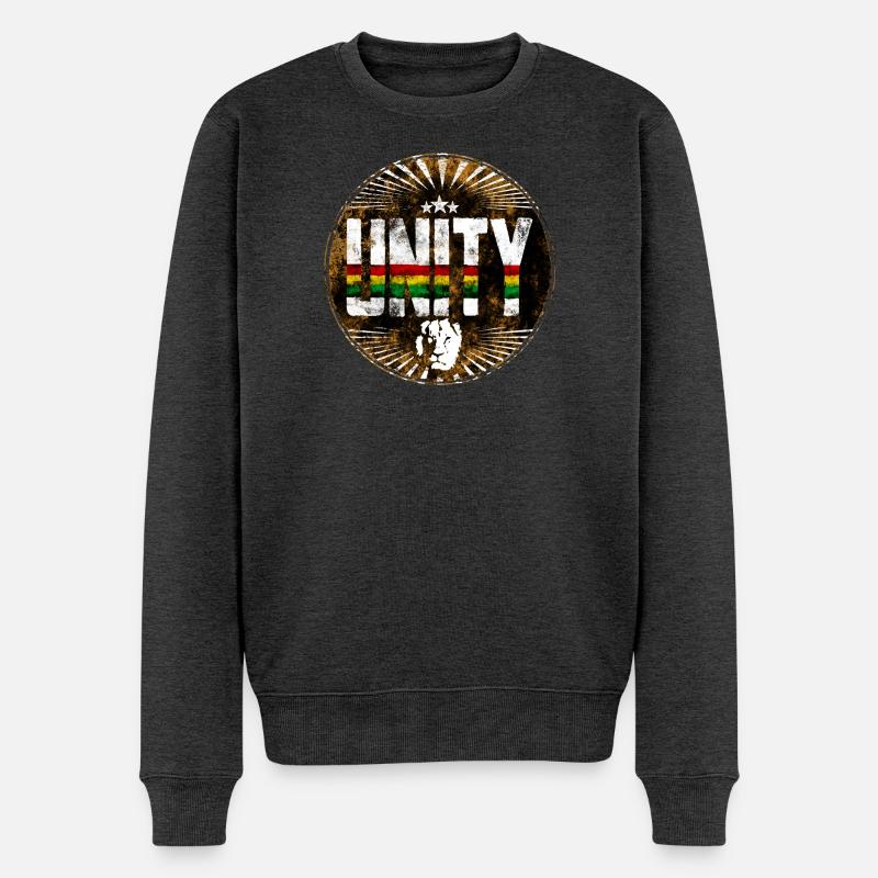 Unity Rastafari Peace Symbol - Männer Premium Bio Pullover - Anthrazit meliert
