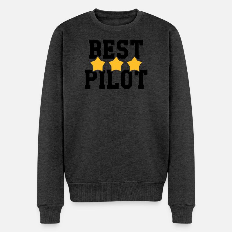 Best Pilot - Männer Premium Bio Pullover - Anthrazit meliert