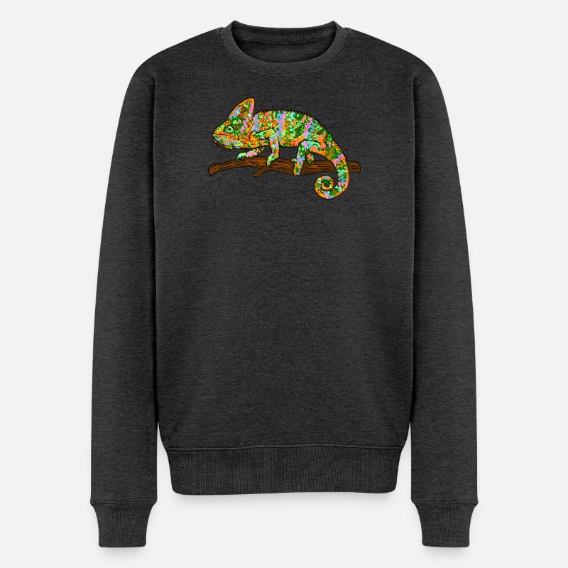 Chamäleon Exotisch - Männer Premium Bio Pullover - Anthrazit meliert