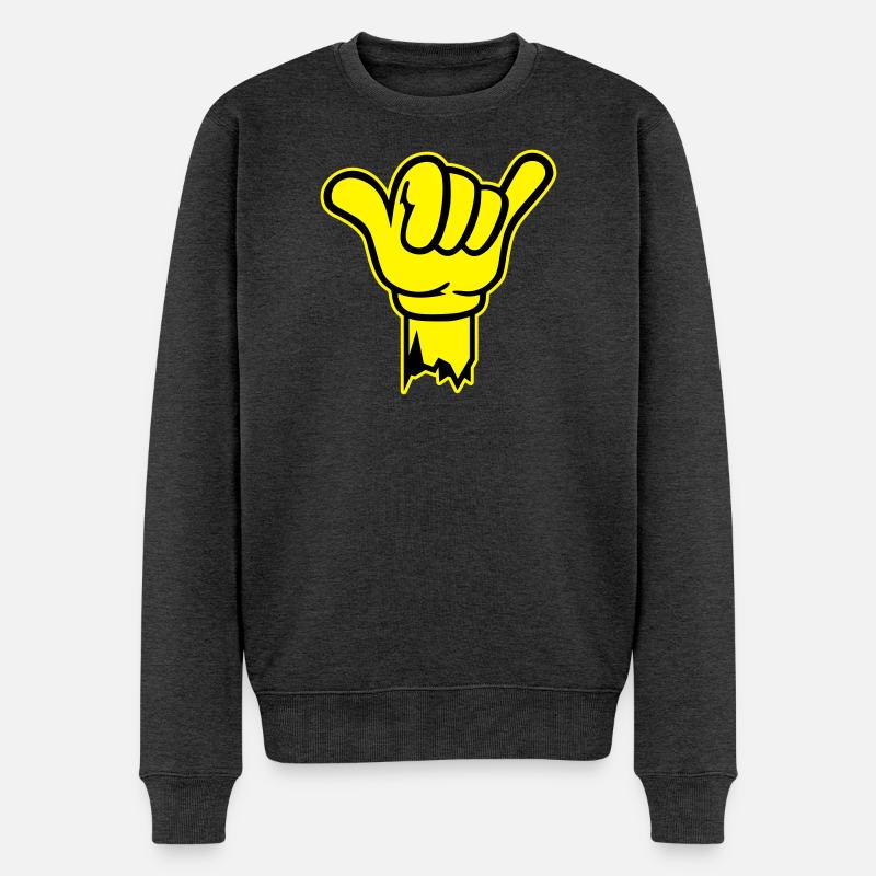 hand shaka finger - Männer Premium Bio Pullover - Anthrazit meliert