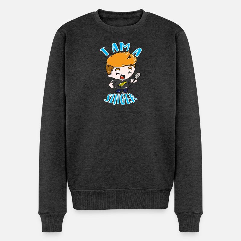 Sänger - Männer Premium Bio Pullover - Anthrazit meliert