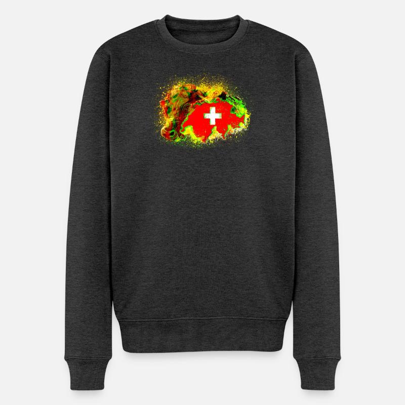 crazy switzerland - Männer Premium Bio Pullover - Anthrazit meliert
