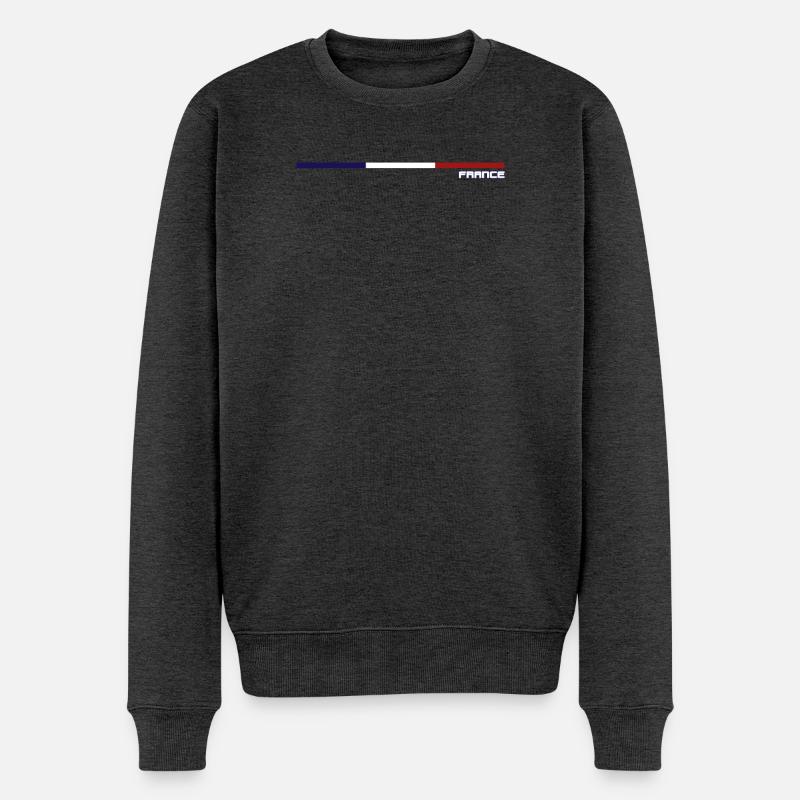 Französische Flagge - Männer Premium Bio Pullover - Anthrazit meliert