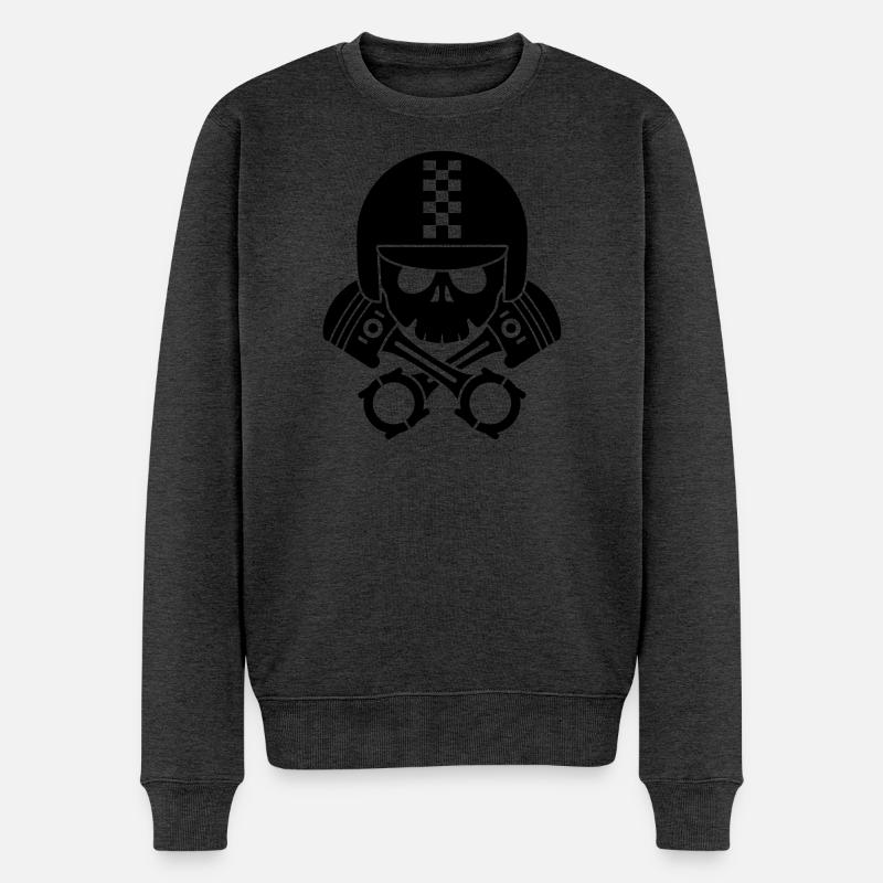 schädel helm kolben - Männer Premium Bio Pullover - Anthrazit meliert