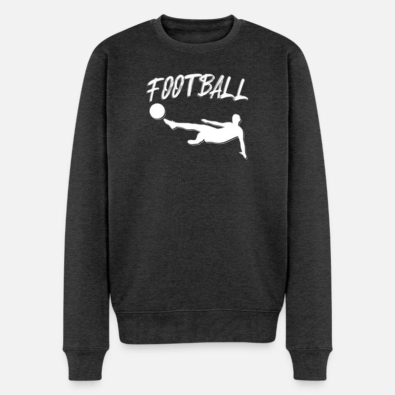 Torwart Sprungkick Silhouette - Männer Premium Bio Pullover - Anthrazit meliert