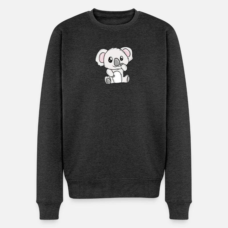 Kleines Koala Kuschelheld - Männer Premium Bio Pullover - Anthrazit meliert