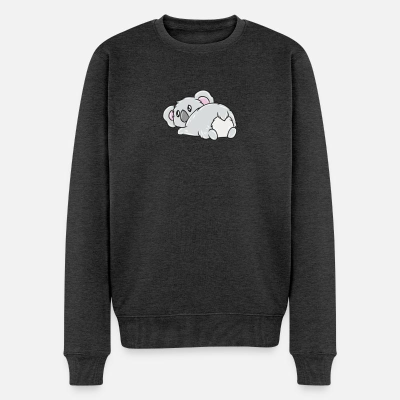 Schlafender Koala Kuschelheld - Männer Premium Bio Pullover - Anthrazit meliert