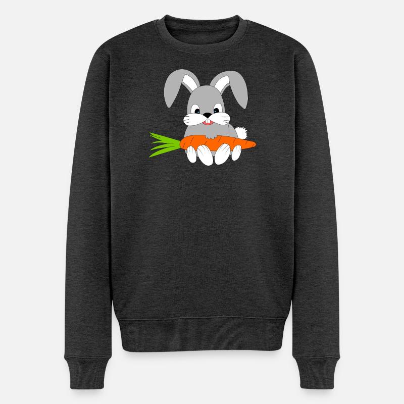 Fröhlicher Hase mit der Möhre - Männer Premium Bio Pullover - Anthrazit meliert