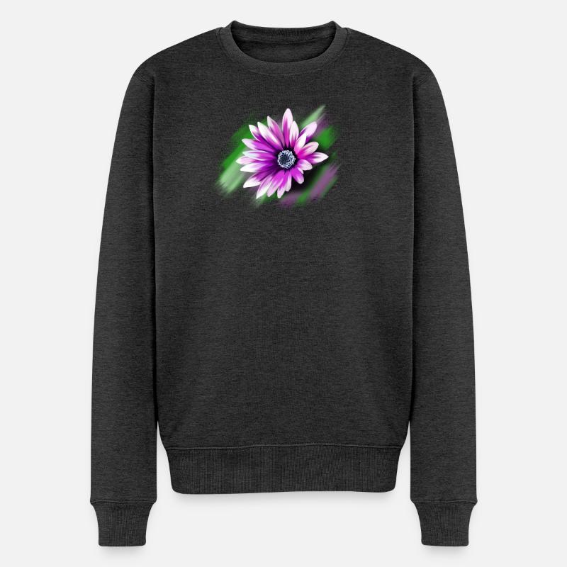 Blume - Männer Premium Bio Pullover - Anthrazit meliert