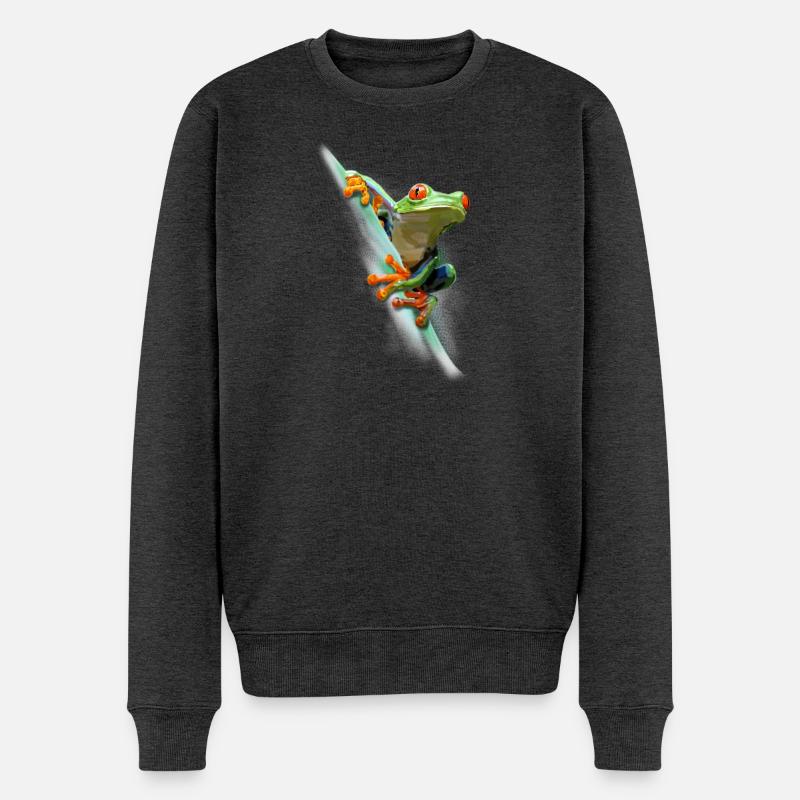 Frosch - Männer Premium Bio Pullover - Anthrazit meliert