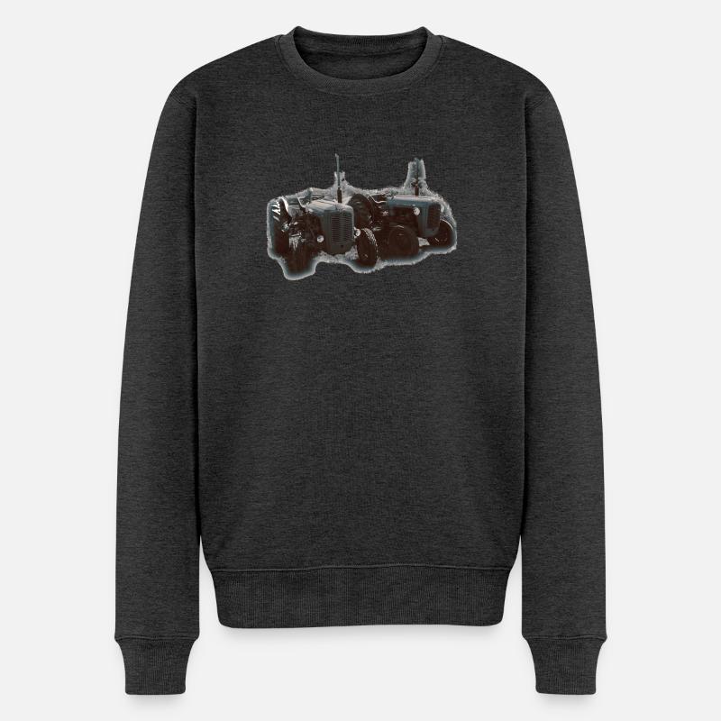 Duo de tracteurs sur le terrain - Pull Premium bio Homme - anthracite chiné