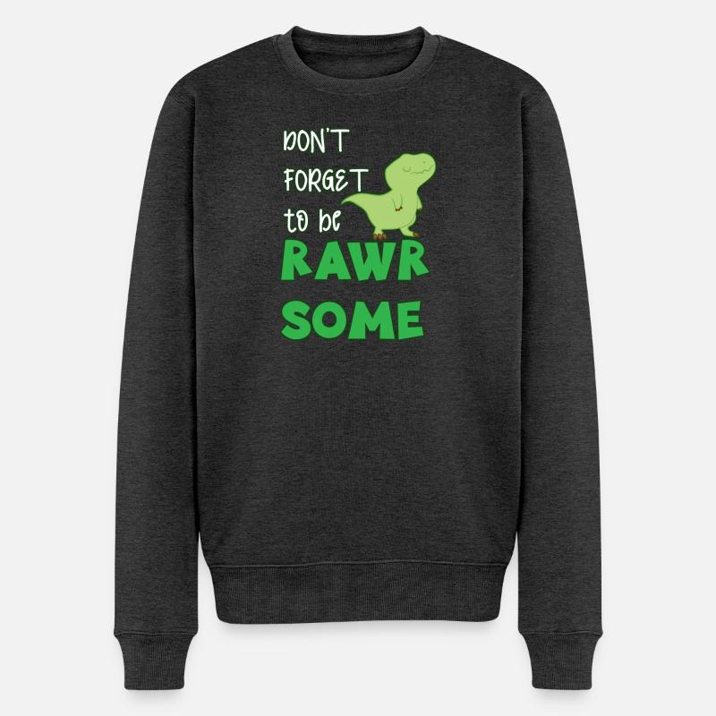 Dinosaurier - Männer Premium Bio Pullover - Anthrazit meliert