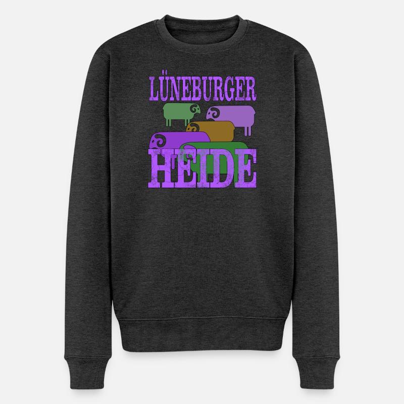 Lüneburger Heide Motiv - Männer Premium Bio Pullover - Anthrazit meliert