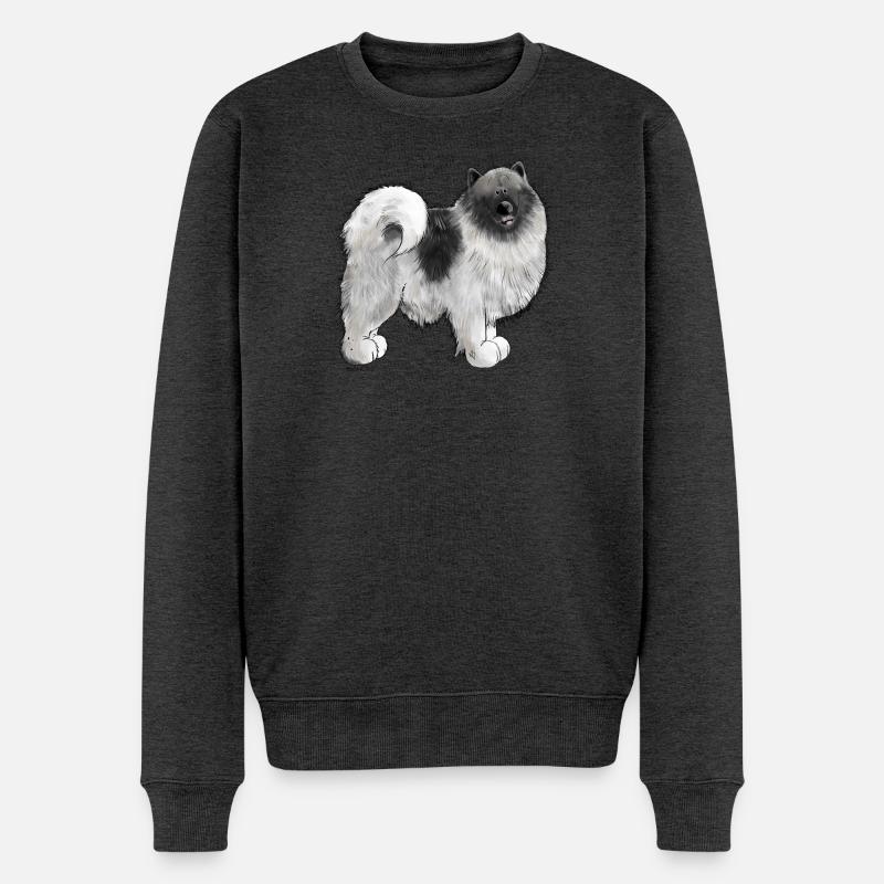Wolfsspitz Hundemotiv I Comic Hund Geschenk - Männer Premium Bio Pullover - Anthrazit meliert