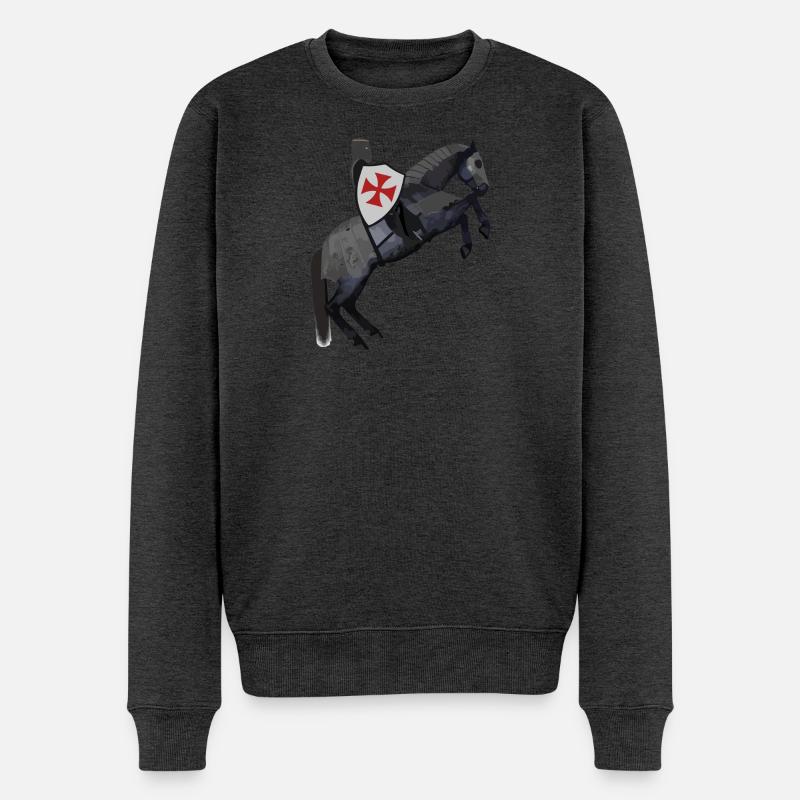 Ritterlicher Steed Ginster - Männer Premium Bio Pullover - Anthrazit meliert