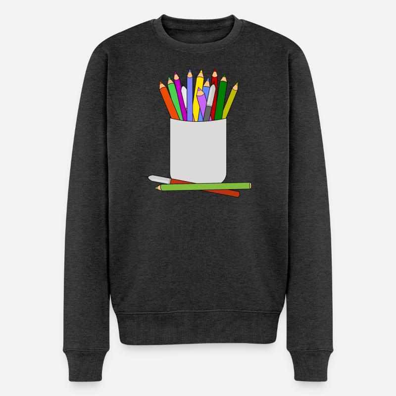 maler buntstifte künstler - Männer Premium Bio Pullover - Anthrazit meliert