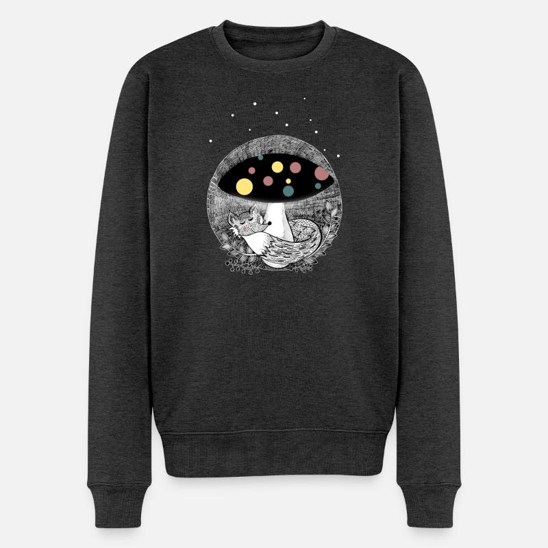 Niedlicher Fuchs Illustration - Männer Premium Bio Pullover - Anthrazit meliert