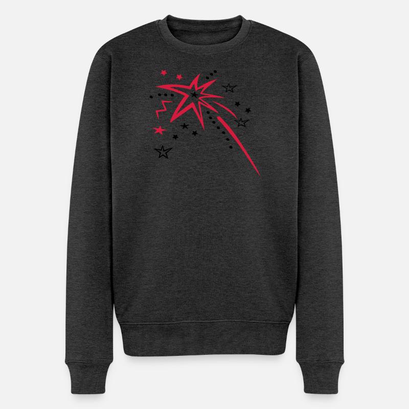 Feuerwerk mit vielen Sternen - Männer Premium Bio Pullover - Anthrazit meliert