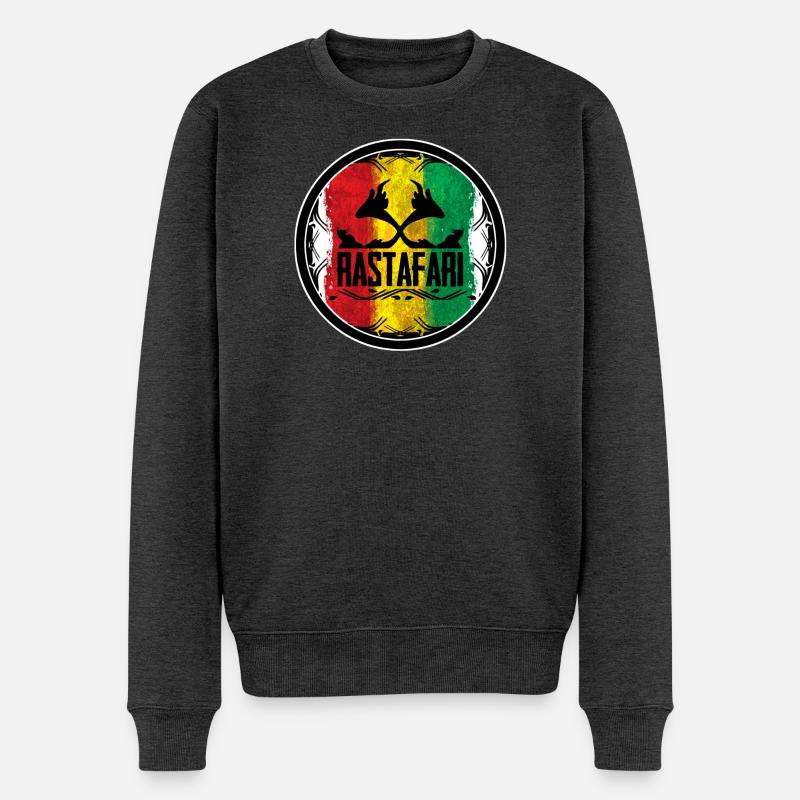 Vibrantes Rastafari-Emblem mit Liegestütz-Motiv - Männer Premium Bio Pullover - Anthrazit meliert