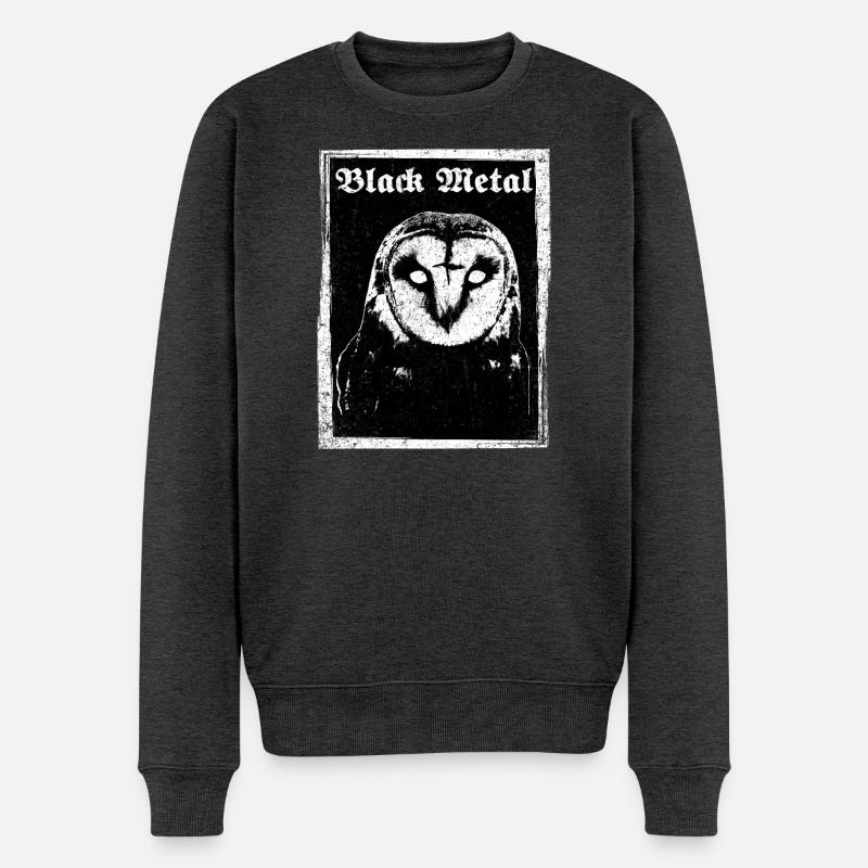 Black Metal Eule - Männer Premium Bio Pullover - Anthrazit meliert