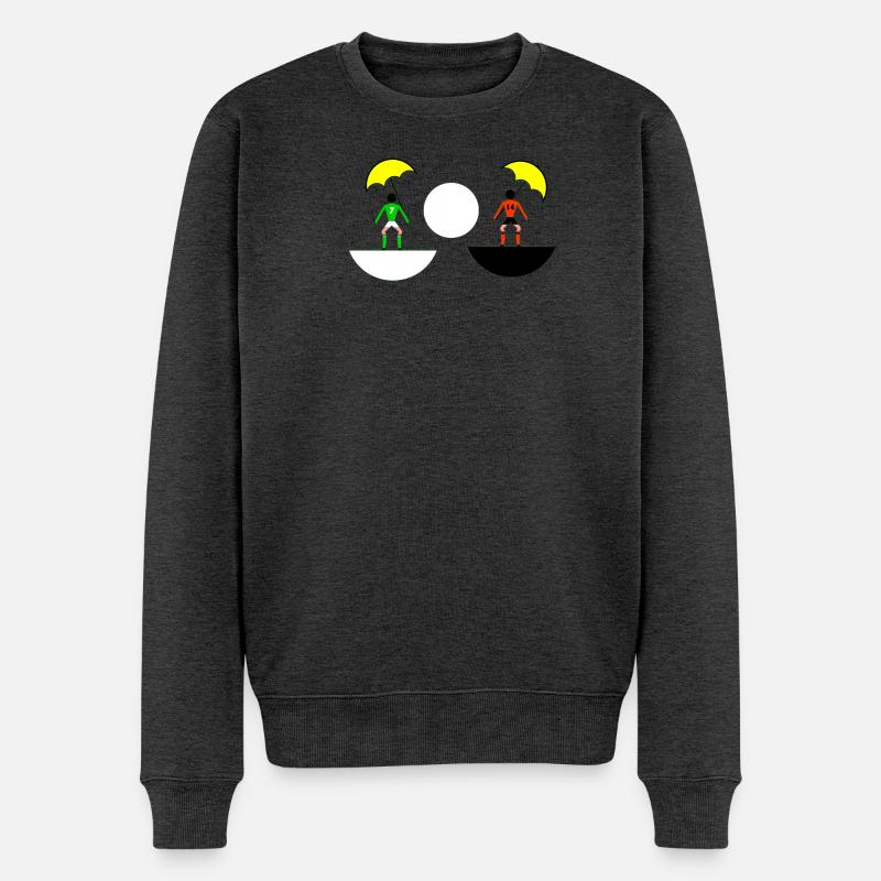 Duel de parapluies néon en moitiés divisées - Pull Premium bio Homme - anthracite chiné