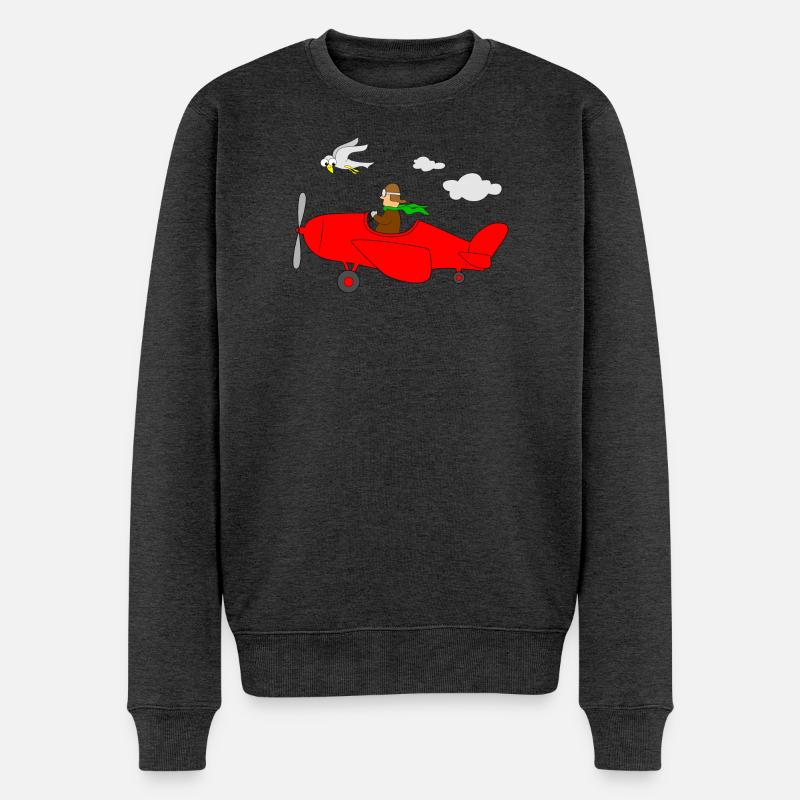 Flugzeug Pilot - Männer Premium Bio Pullover - Anthrazit meliert
